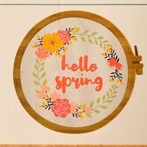 💕FREE WITH BUNDLE* Hello Spring Cross Stitch Embroidery Kit Wooden Ring